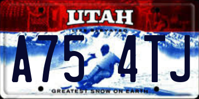 UT license plate A754TJ