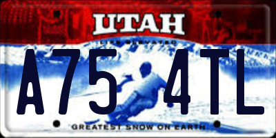 UT license plate A754TL