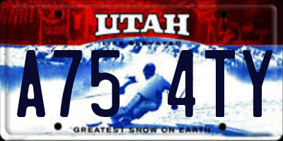 UT license plate A754TY