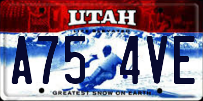 UT license plate A754VE