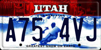 UT license plate A754VJ