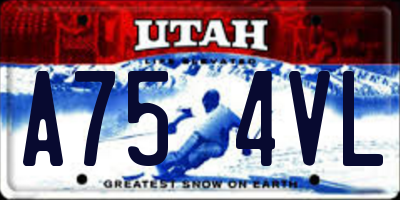 UT license plate A754VL