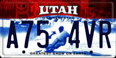 UT license plate A754VR