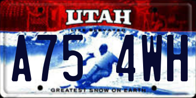 UT license plate A754WH