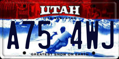 UT license plate A754WJ