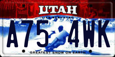 UT license plate A754WK