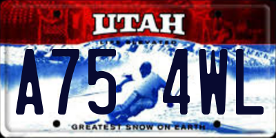 UT license plate A754WL