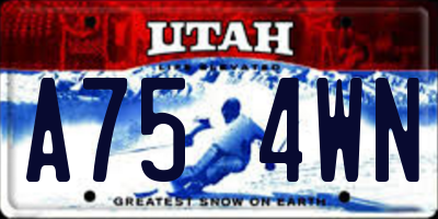UT license plate A754WN