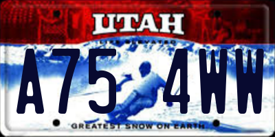 UT license plate A754WW