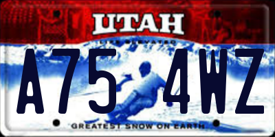 UT license plate A754WZ