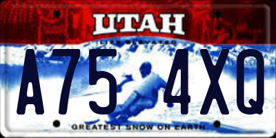 UT license plate A754XQ