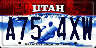 UT license plate A754XW