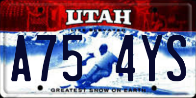 UT license plate A754YS