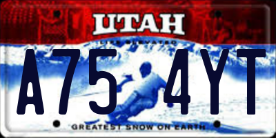 UT license plate A754YT
