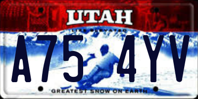 UT license plate A754YV