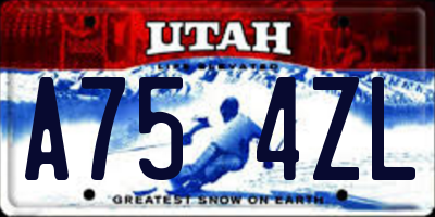 UT license plate A754ZL