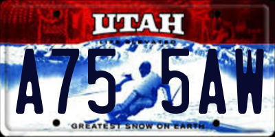 UT license plate A755AW