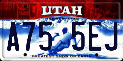 UT license plate A755EJ