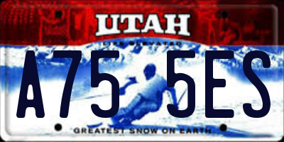 UT license plate A755ES