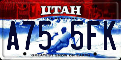 UT license plate A755FK