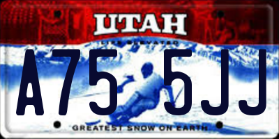 UT license plate A755JJ