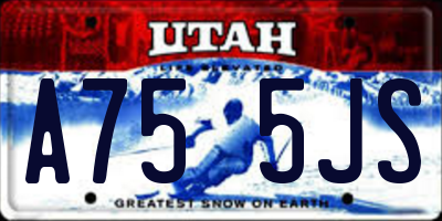 UT license plate A755JS