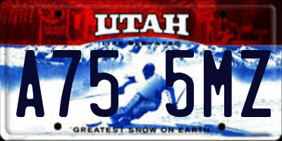 UT license plate A755MZ