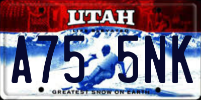 UT license plate A755NK