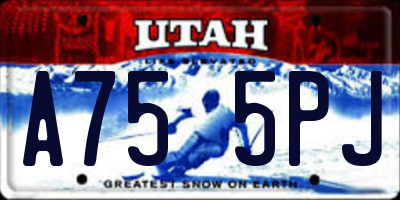 UT license plate A755PJ