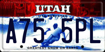 UT license plate A755PL