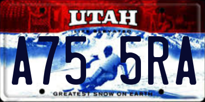 UT license plate A755RA