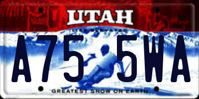 UT license plate A755WA