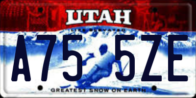 UT license plate A755ZE