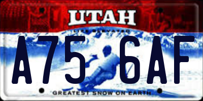 UT license plate A756AF