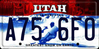 UT license plate A756FO