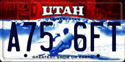UT license plate A756FT