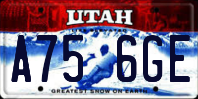 UT license plate A756GE