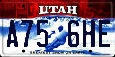 UT license plate A756HE