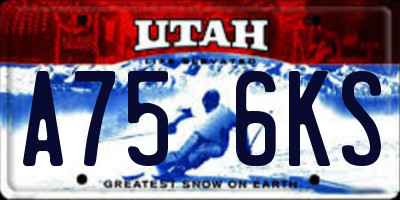 UT license plate A756KS