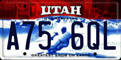 UT license plate A756QL
