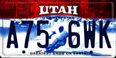 UT license plate A756WK