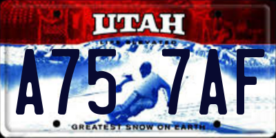 UT license plate A757AF