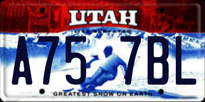 UT license plate A757BL