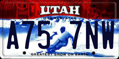 UT license plate A757NW