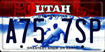 UT license plate A757SP