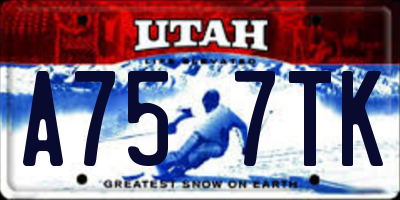 UT license plate A757TK