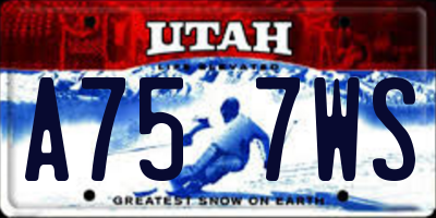 UT license plate A757WS