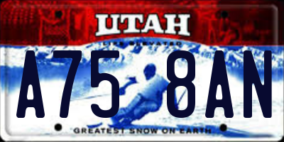 UT license plate A758AN