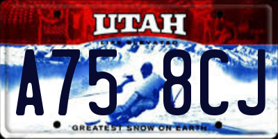 UT license plate A758CJ