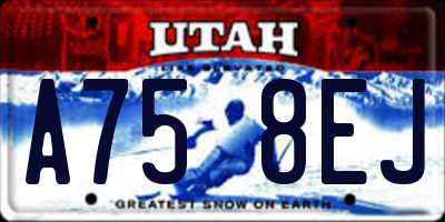 UT license plate A758EJ
